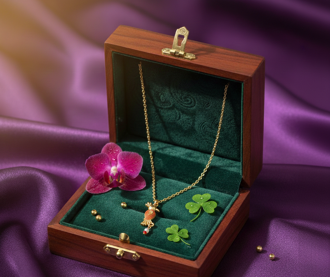 Avnee's Dual Heart Enamel Pendant With Chain